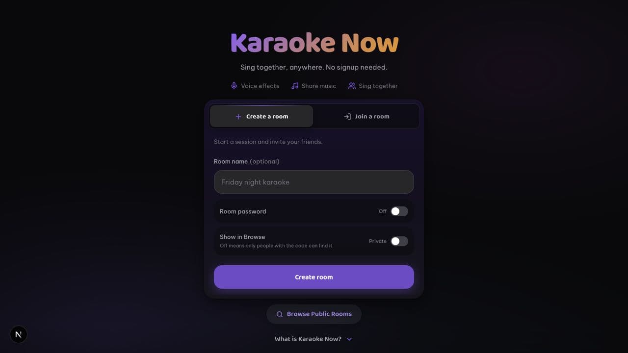 Karaoke Now app interface