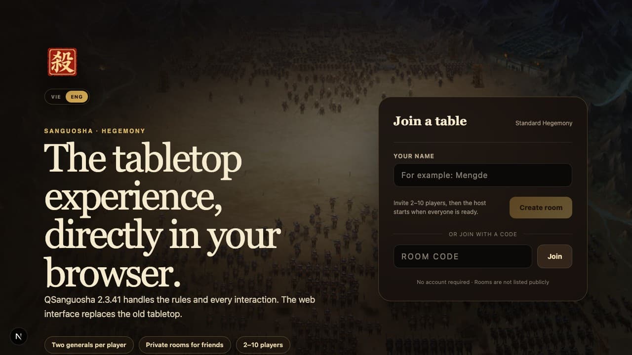 Sanguosha Online app interface