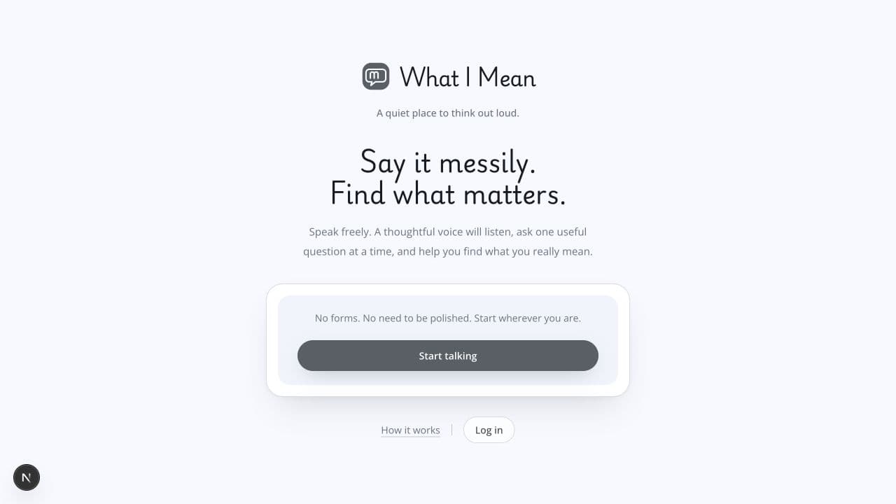 What I Mean app interface